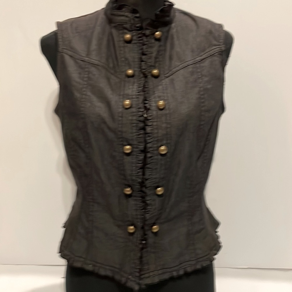 Nine & CO by Nine West Sleeveless Black Fitted Stretch denim vest Size Small